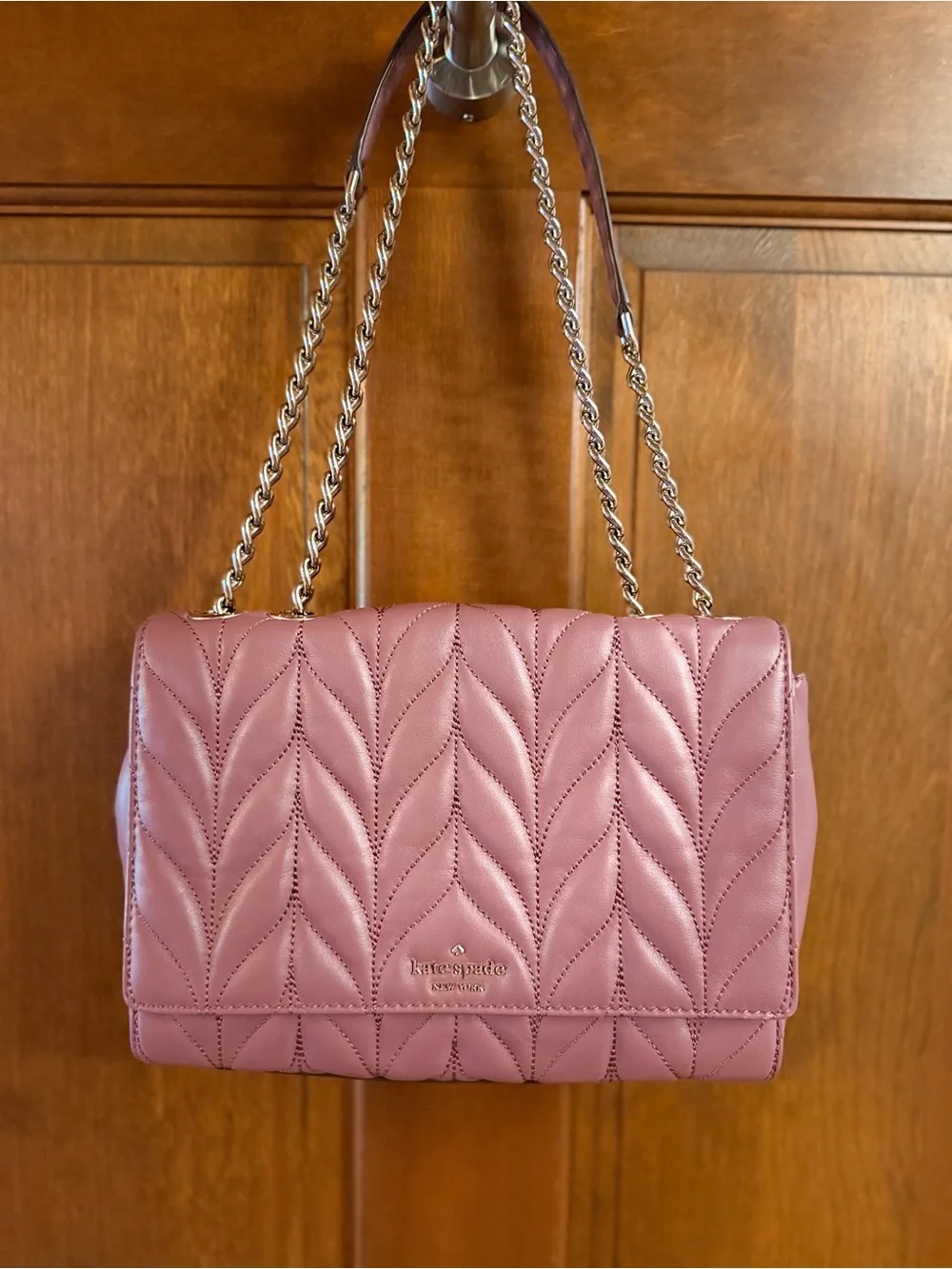 Kate Spade NWOT Quilted Leather Convertible Hand Crossbody Shoulder Bag Mauve